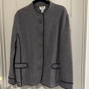 Gray Button-Up Merino Wool Women's Jacket